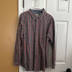 Haggar Red and Blue Casual Button Down Shirt